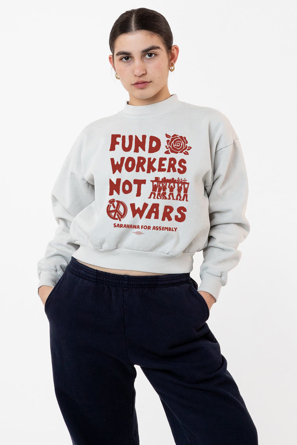 Fund Workers Not Wars Cropped Sweatshirt — SMALL BATCH